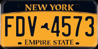 NY license plate FDV4573
