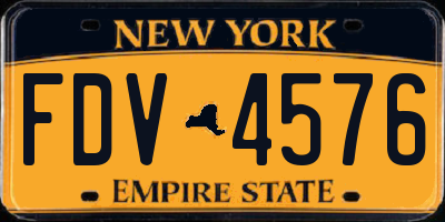 NY license plate FDV4576