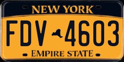 NY license plate FDV4603