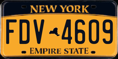 NY license plate FDV4609
