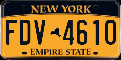NY license plate FDV4610