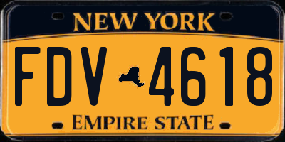 NY license plate FDV4618