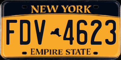 NY license plate FDV4623