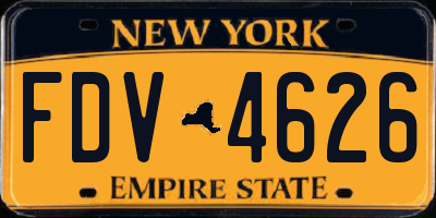 NY license plate FDV4626