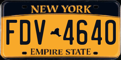 NY license plate FDV4640