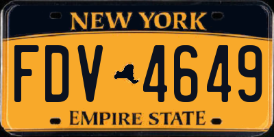 NY license plate FDV4649
