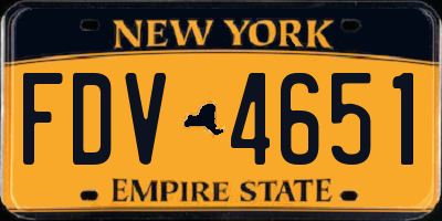 NY license plate FDV4651