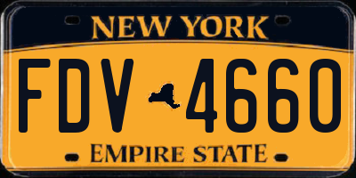 NY license plate FDV4660