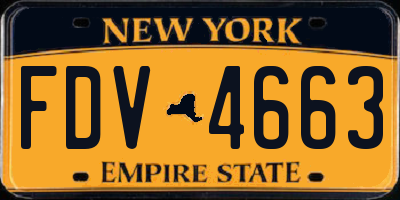 NY license plate FDV4663