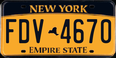 NY license plate FDV4670