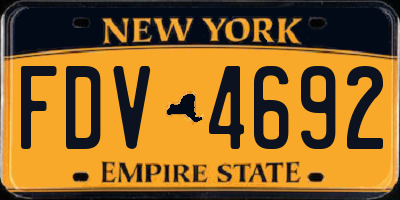 NY license plate FDV4692
