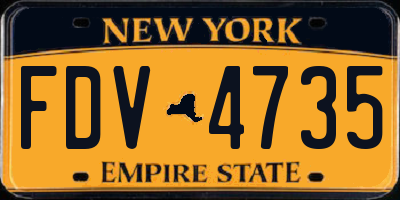 NY license plate FDV4735
