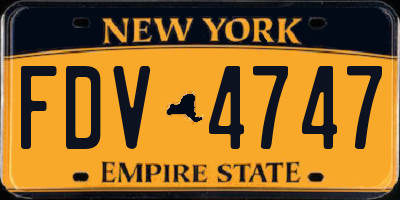 NY license plate FDV4747