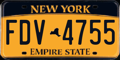 NY license plate FDV4755