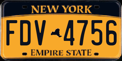 NY license plate FDV4756