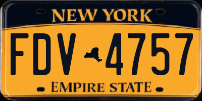 NY license plate FDV4757