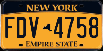 NY license plate FDV4758