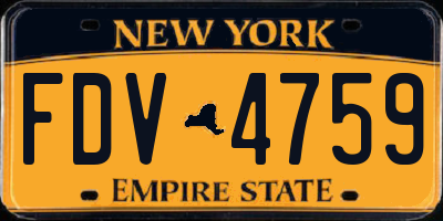 NY license plate FDV4759