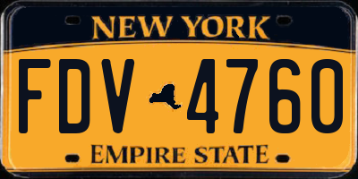 NY license plate FDV4760