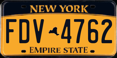 NY license plate FDV4762