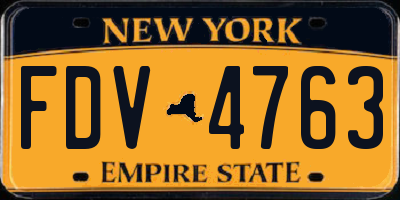 NY license plate FDV4763