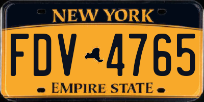 NY license plate FDV4765