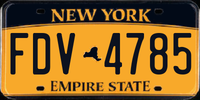 NY license plate FDV4785