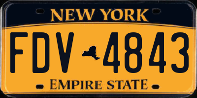 NY license plate FDV4843