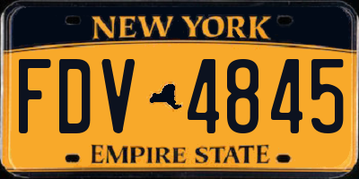 NY license plate FDV4845