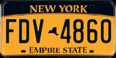 NY license plate FDV4860