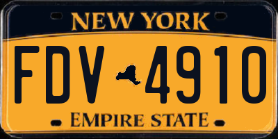 NY license plate FDV4910