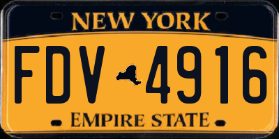 NY license plate FDV4916