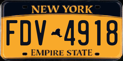 NY license plate FDV4918