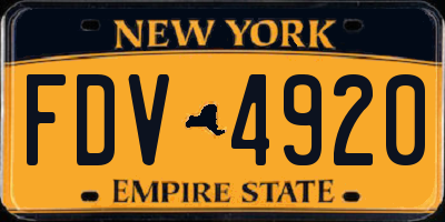 NY license plate FDV4920