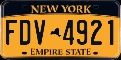 NY license plate FDV4921