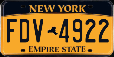 NY license plate FDV4922