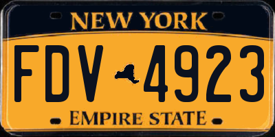 NY license plate FDV4923