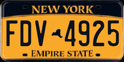 NY license plate FDV4925