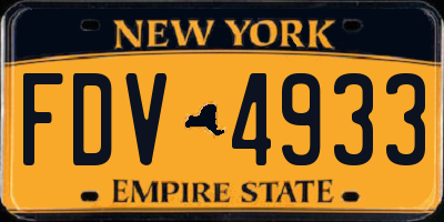 NY license plate FDV4933