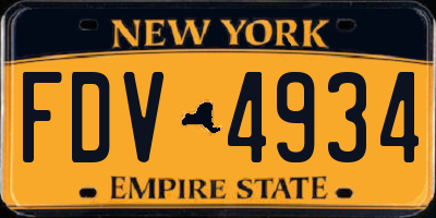 NY license plate FDV4934