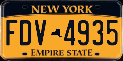 NY license plate FDV4935