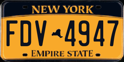 NY license plate FDV4947
