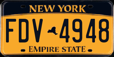 NY license plate FDV4948