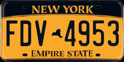 NY license plate FDV4953