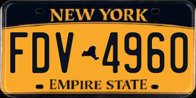 NY license plate FDV4960