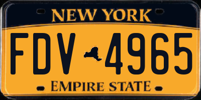 NY license plate FDV4965