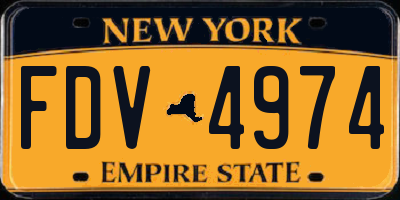 NY license plate FDV4974