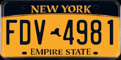 NY license plate FDV4981