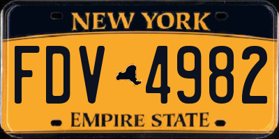 NY license plate FDV4982