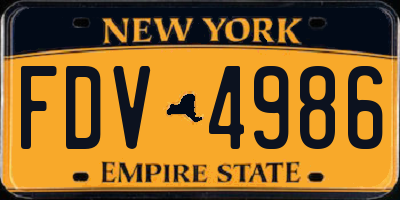 NY license plate FDV4986